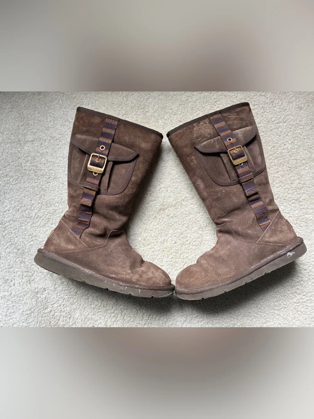 UGG Brown Suede Tall Cargo Pocket Bucket Boot Women’s Size 8
